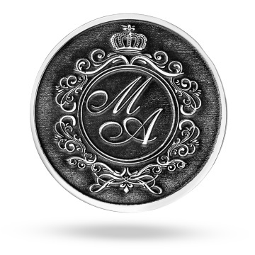 Moneda Stylish Initials din Argint 2.5cm - Gravura 3D - Cadou Aniversare Casatorie