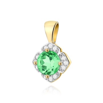 Pandantiv Aur 14K cu Smarald 0.50 ct si Diamante Naturale 0.06 ct