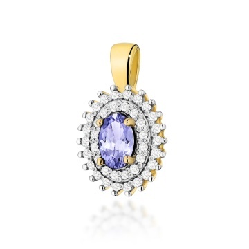 Pandantiv Aur 14K cu Tanzanit 0.40 ct si Diamante Naturale 0.19 ct