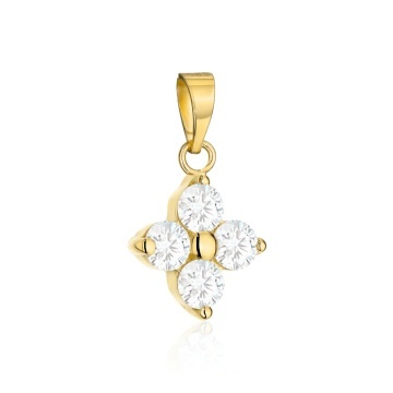 Pandantiv Aur 14K Floare cu Zirconii Albe
