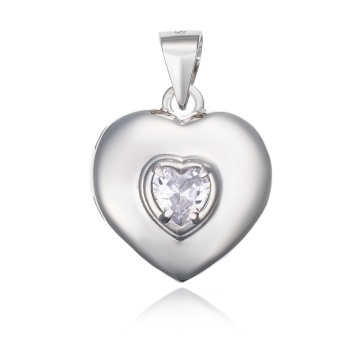 Pandantiv personalizabil Heart din argint 925 cu cristal alb