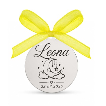 Bănuț de Moț din Argint 925 Personalizat cu Nume, Dată și Lună cu Stele