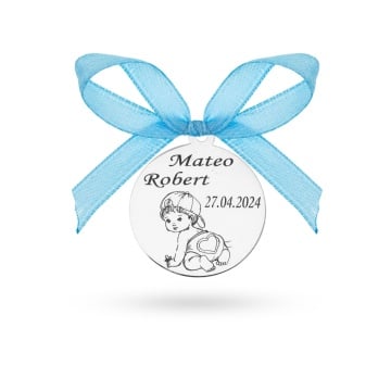 Banut Felicity din Argint 1.8cm pentru botez - mot - turta personalizabil
