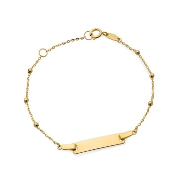 Brățară Aur 14K pentru Copii cu Plăcuță și Bile Diamanțate