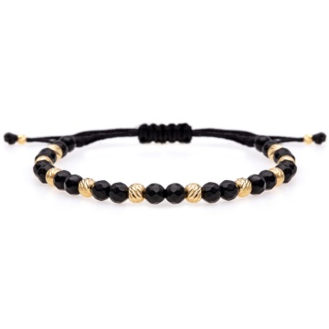 Bratara Black Mirage cu Onix si bile din aur 14K