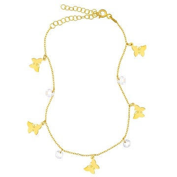 Bratara Butterfly Crystal cu charmuri din Argint 925 pentru picior