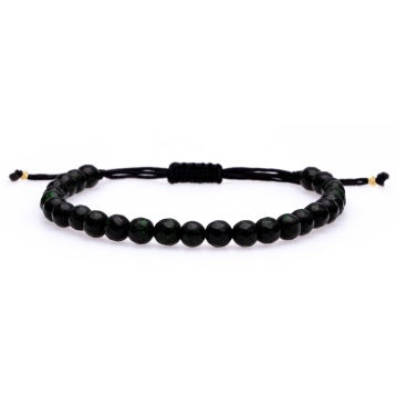 Brățara cu snur reglabil si Green Goldstone 6mm