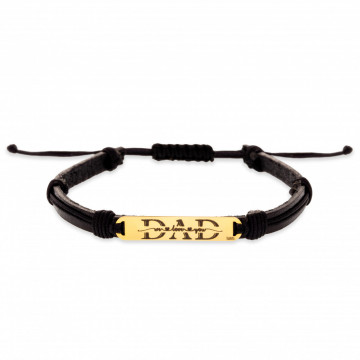 Bratara Dad we love you din AUR 14K si Piele Naturală