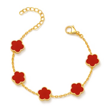 Brățară Red Flowers din Inox placat cu Aur