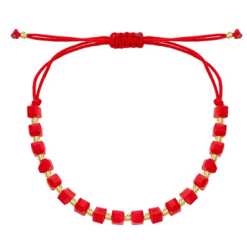 Bratara Snur Rosu cu Bilute Aur 14k