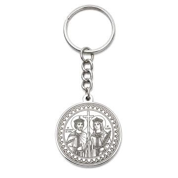 Breloc cu banut 25mm din Argint 925 - Temă Religioasă