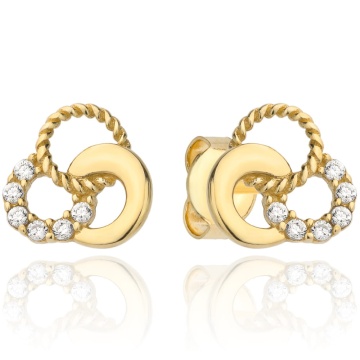 Cercei Aur 14k cu Cerculete Intrepatrunse