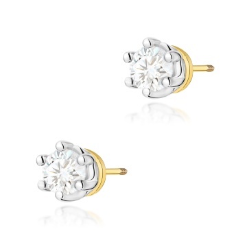 Cercei Aur 14K cu Diamant de Laborator 0.15 ct Filet cu Protectie