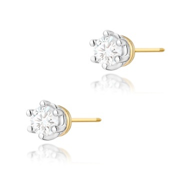 Cercei Aur 14K cu Diamant Natural 0.15 ct Filet cu Protectie