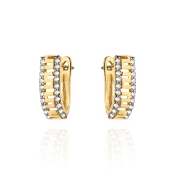 Cercei Aur 14k cu Model Grecesc si Zirconii