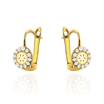 Cercei Aur 14k cu Model si Zirconii Albe