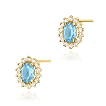 Cercei Aur 14K cu Topaz Swiss 0.50 ct si Diamante Naturale 0.24 ct