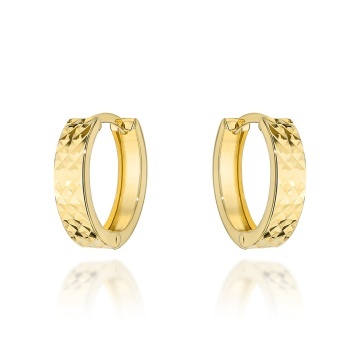 Cercei Aur 14K Rotunzi Cu Finisaj Diamantat