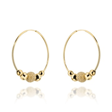 Cercei cerc de aur 14K cu bile decorative