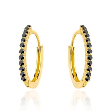 Cercei Creole Aur 14k cu Zirconii Negre