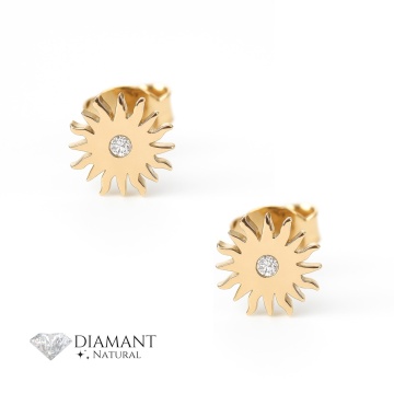 Cercei Diamond Sun din AUR 14K cu Diamant Natural