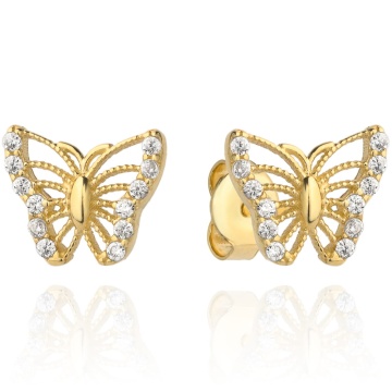 Cercei Fluture din Aur cu Zirconii Delicate pe Aripi