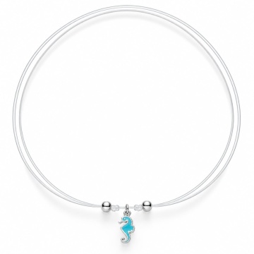 Choker reglabil fir transparent - Căluț de mare din Argint 925