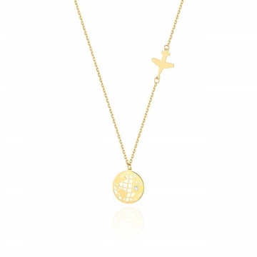 Colier Aur 14K cu Diamant Natural 0.01 ct