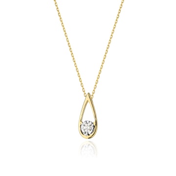 Colier Aur 14K cu Diamant Natural 0.08 ct
