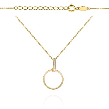 Colier cu Cerc si Placuta cu Cristale- Aur 14k