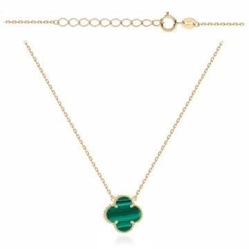 Colier Din Aur 14K Cu Pandantiv Clovn Și Malachit 10 Mm