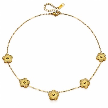 Colier Flower Slash din Inox placat cu Aur