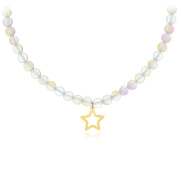 Colier Moon Star cu cristale și AUR 14K