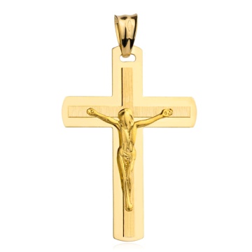 Cruciuliță Aur 14K cu Isus Delicată, Rotunjită