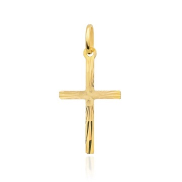 Cruciuliță Aur 14K Diamentată Pe O Singură Parte