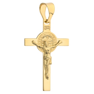 Cruciuliță Benedictină Din Aur Galben 14K