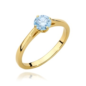Inel Aur 14K cu Diamant Albastru de Laborator 0.50 ct
