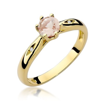 Inel Aur 14K cu Morganit 0.40 ct si Diamante Naturale 0.01 ct
