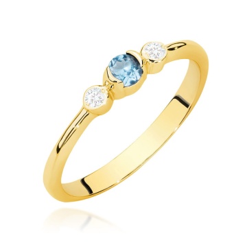 Inel Aur 14K cu Topaz Swiss 0.15 ct si Diamante Naturale 0.06 ct