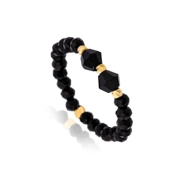 Inel Goldenite cu cristale si 3 bile din Aur 14K