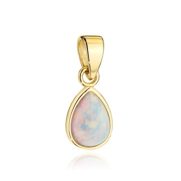 Pandantiv Aur 14K În Formă De Lacrimă Cu Opal