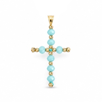 Pandantiv Cruce Sky Blue din AUR 14K