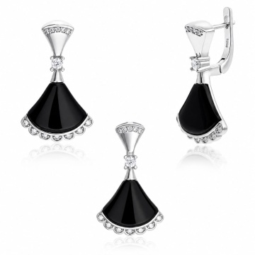 Set cercei si pandantiv din Argint 925 Little Black Dress