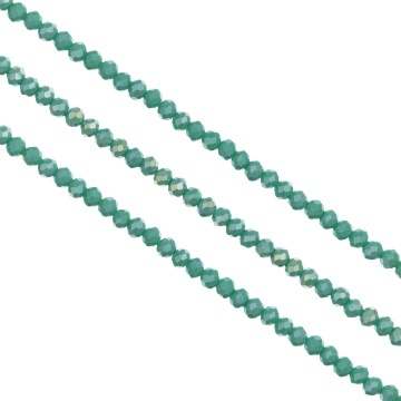 Șirag cristale rondele 4mm, culoare Verde Turcoaz Ocean AB, Aprox 130 buc