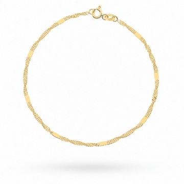 Brățară Din Aur 14K Splot Singapure Cu Plăcuță 035