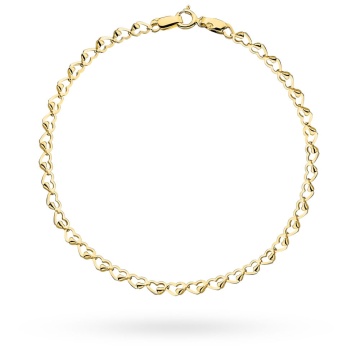 Bratara Lant cu Inimioare Impletite- Aur 14k