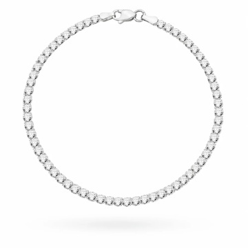 Brățară Tip Tenis Din Aur Alb 14K Cu Pietre - 2.7 mm
