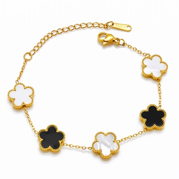 Brățară Trio Flowers din Inox placată cu Aur