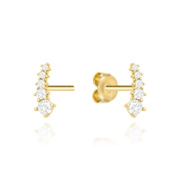 Cercei Aur 14K Arc Fin cu Zirconiu Mici