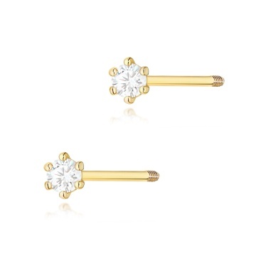 Cercei Aur 14K cu Diamant Natural 0.04 ct Filet cu Protectie